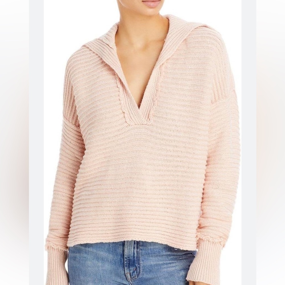 Free People Marlie Light Dusty Pink Slouchy Oversized Knit Sweater Size S